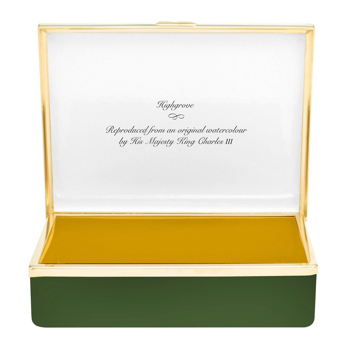 Halcyon Days HM King's Watercolour - Highgrove House Leather-lined Enamel Box, alternate view
