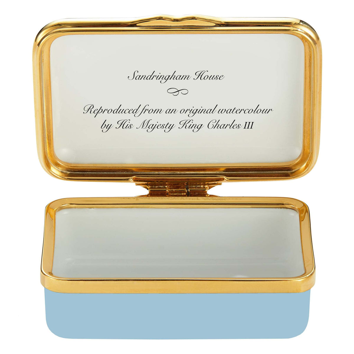 Halcyon Days HM King's Watercolours - Sandringham House Enamel Box, alternate view