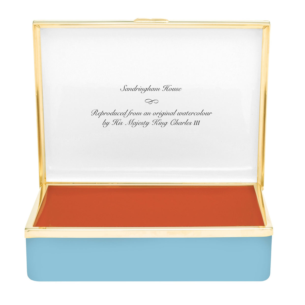 Halcyon Days HM King's Watercolours - Sandringham House Leather-lined Enamel Box, alternate view