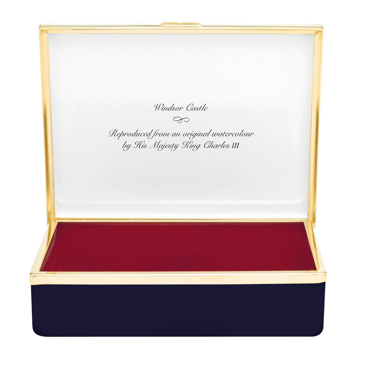 Halcyon Days HM King's Watercolours - Windsor Castle Leather-lined Enamel Box, alternate view
