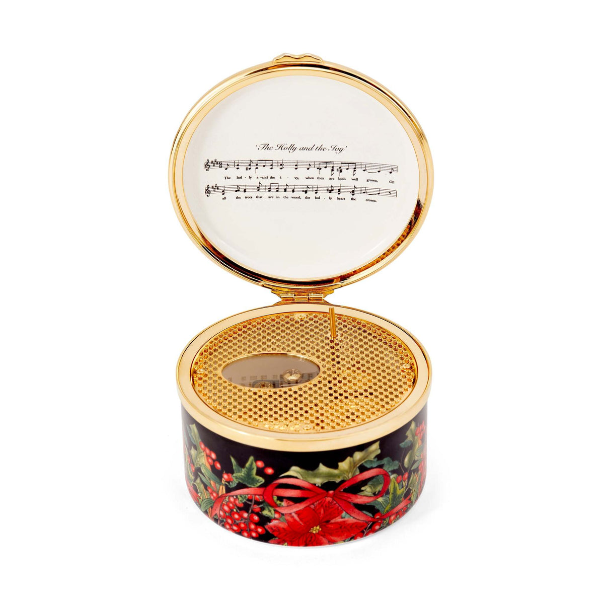 Halcyon Days "Holly & the Ivy" Enamel Musical Box, alternate view