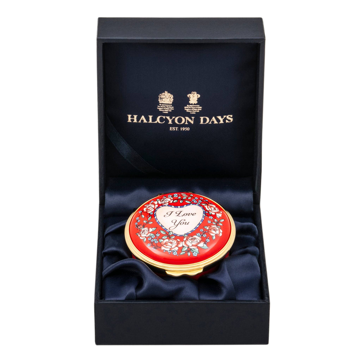 Halcyon Days "I Love You" Enamel Box - Personalised, alternate view
