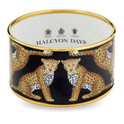 Halcyon Days Magnificent Wildlife Leopard - Black & Gold Enamel Cuff Bangle Women's Fine Cuff Bracelet — Small