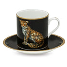 Halcyon Days Magnificent Wildlife Leopard - Coffee Cup & Saucer in Black Cup & Saucer Set