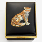 Halcyon Days Magnificent Wildlife Leopard - Enamel Box in Black