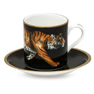 Halcyon Days Magnificent Wildlife Tiger - Coffee Cup & Saucer in Black Cup & Saucer Set