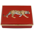 Halcyon Days Magnificent Wildlife Tiger Prestige Enamel Box in Red