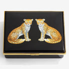 Halcyon Days Magnificent Wildlife Twin Leopard - Prestige Enamel Box in Black