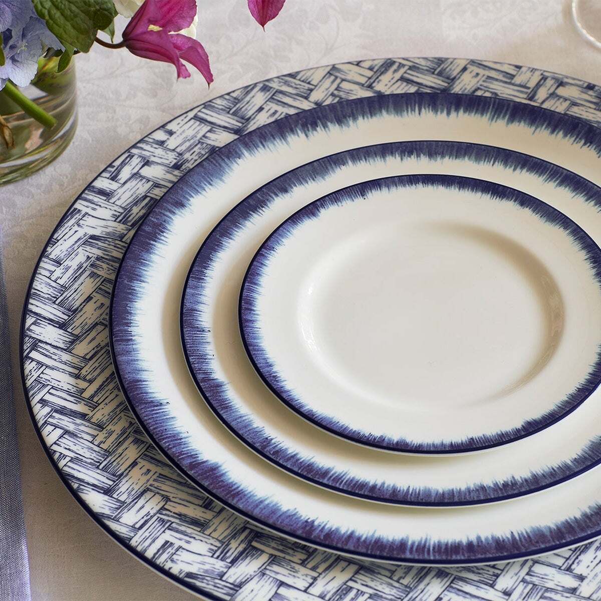 Halcyon Days Marguerite Basket Weave Blue 10" Plate, alternate view