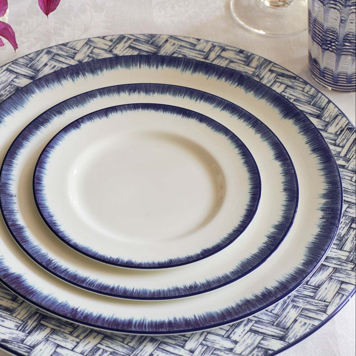 Halcyon Days Marguerite Basket Weave Blue 8" Plate, alternate view