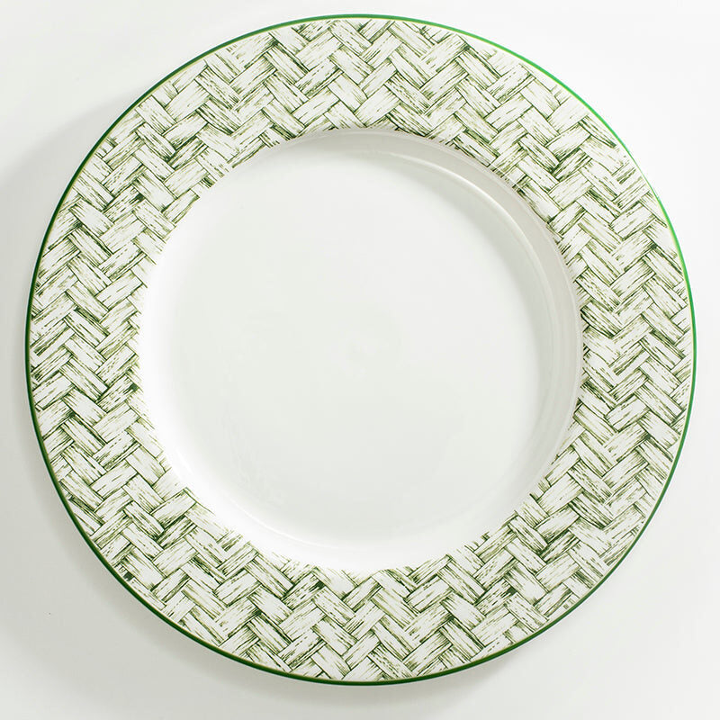 Halcyon Days Marguerite Basket Weave Green 13" Charger By Nina Campbell Plate