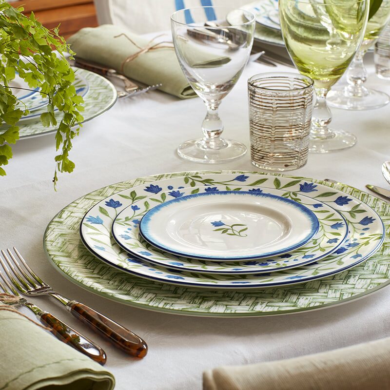 Halcyon Days Marguerite Basket Weave Green 13" Charger By Nina Campbell Plate, alternate view