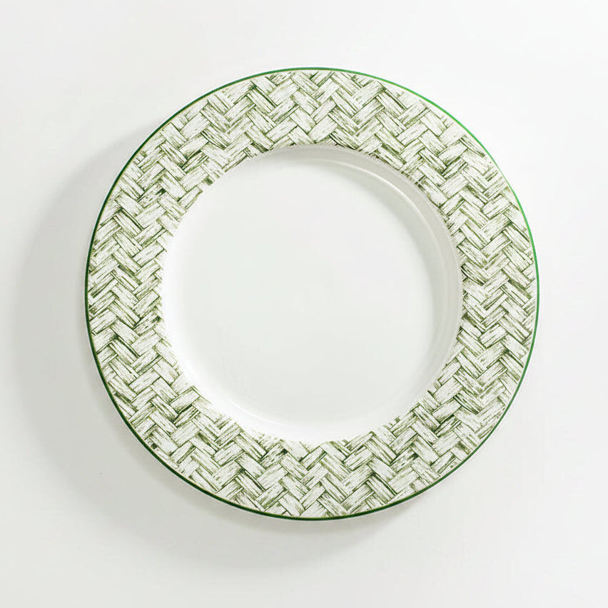 Halcyon Days Marguerite Basket Weave Green 6" Plate By Nina Campbell