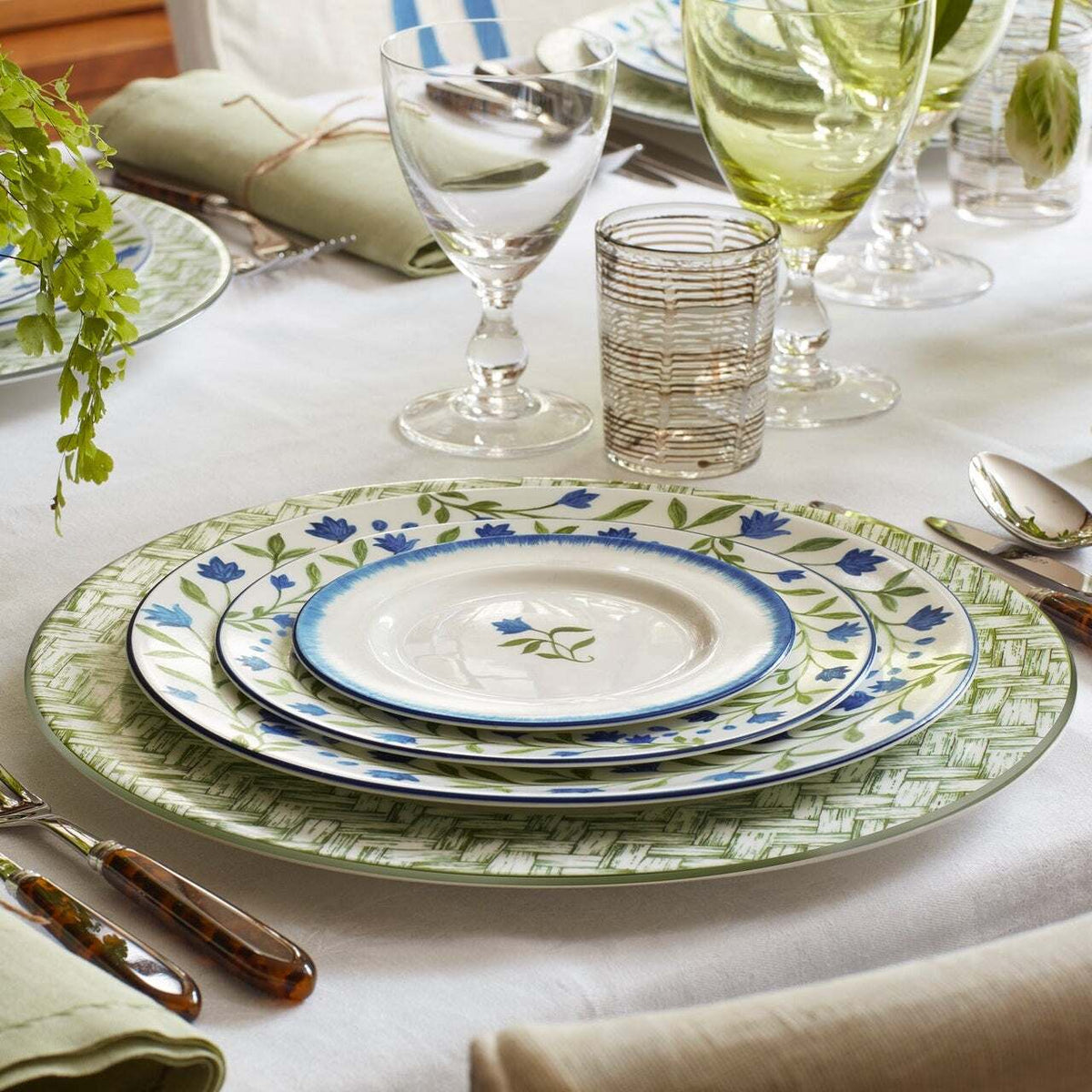 Halcyon Days Marguerite Basket Weave Green 6" Plate By Nina Campbell, alternate view