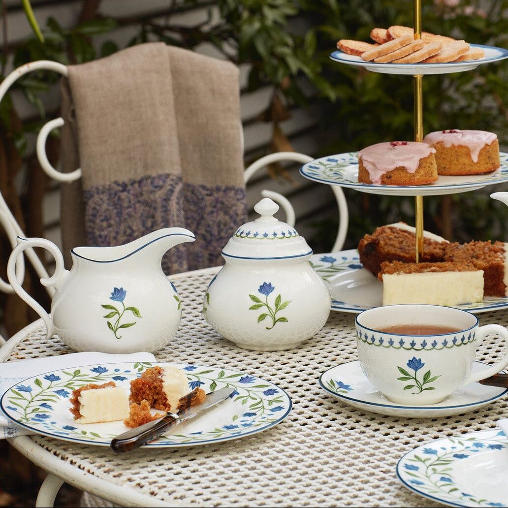 Halcyon Days Marguerite Blue Sugar Bowl, alternate view