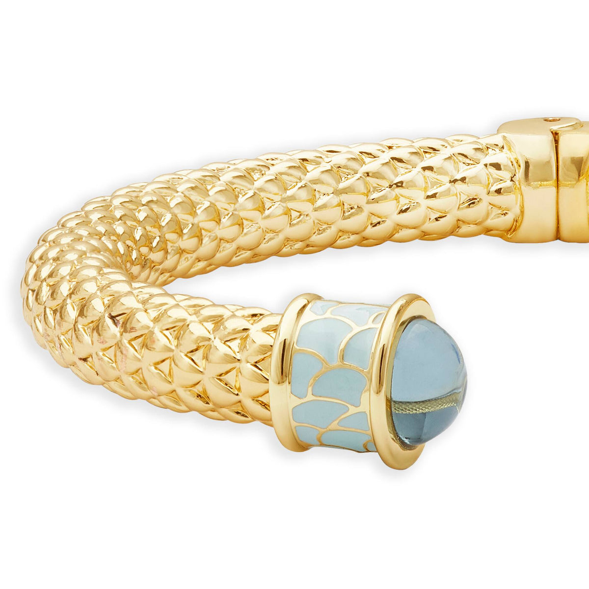 Halcyon Days Minoan Hinged Bangle in Aquamarine & Gold, view 3