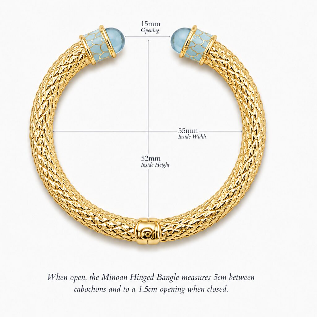 Halcyon Days Minoan Hinged Bangle in Aquamarine & Gold, view 4