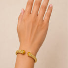 Halcyon Days Minoan Hinged Bangle in Citrine & Gold Women's Fine Bangle Bracelet, alternate view