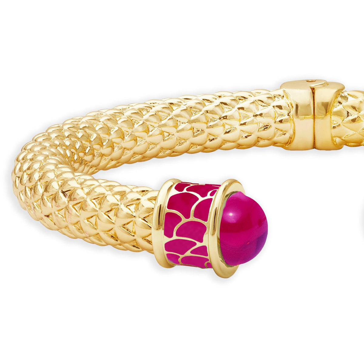 Halcyon Days Minoan Hinged Bangle in Pink Tourmaline & Gold, alternate view