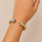 Halcyon Days Minoan Torque Hinged Bangle in Forget-me-Not Blue & Gold, alternate view