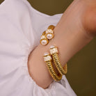 Halcyon Days Minoan Torque Pearl & Gold Bangle Women's Fine Bangle Bracelet, alternate view
