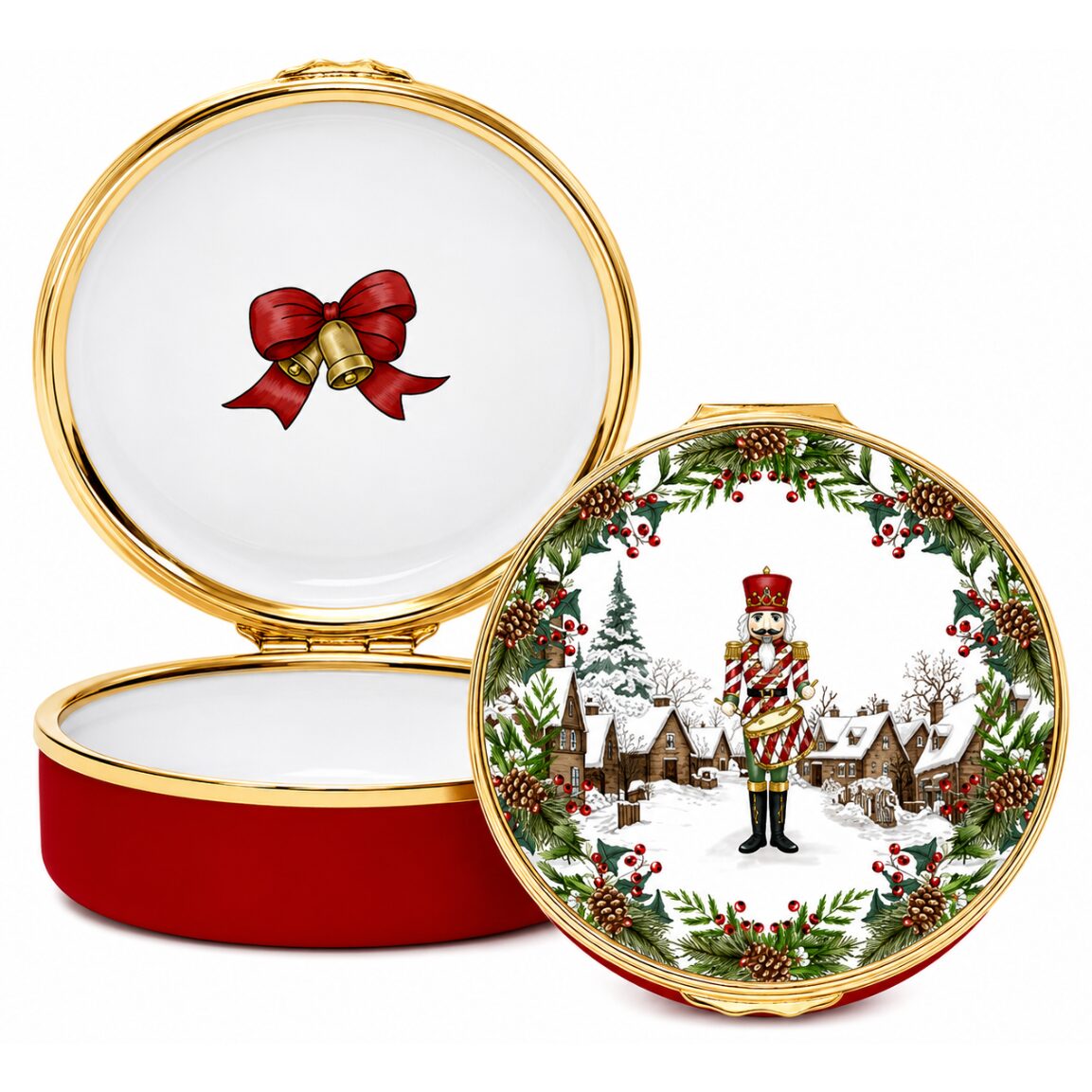 Halcyon Days Nutcracker Drummer in the Snow - Enamel Box