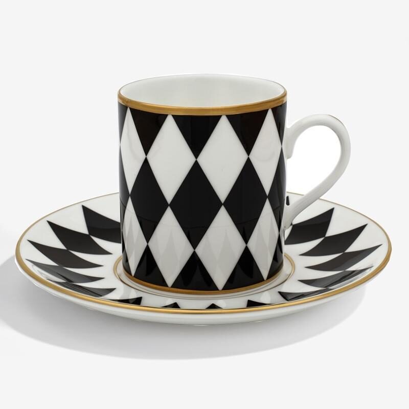 Halcyon Days Parterre Black - Fine Bone China Coffee Cup & Saucer Cup & Saucer Set