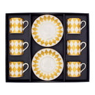 Halcyon Days Parterre Gold - Fine Bone China Coffee Cup & Saucer Box Set of 6