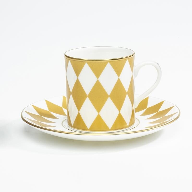 Halcyon Days Parterre Gold - Fine Bone China Coffee Cup & Saucer Cup & Saucer Set