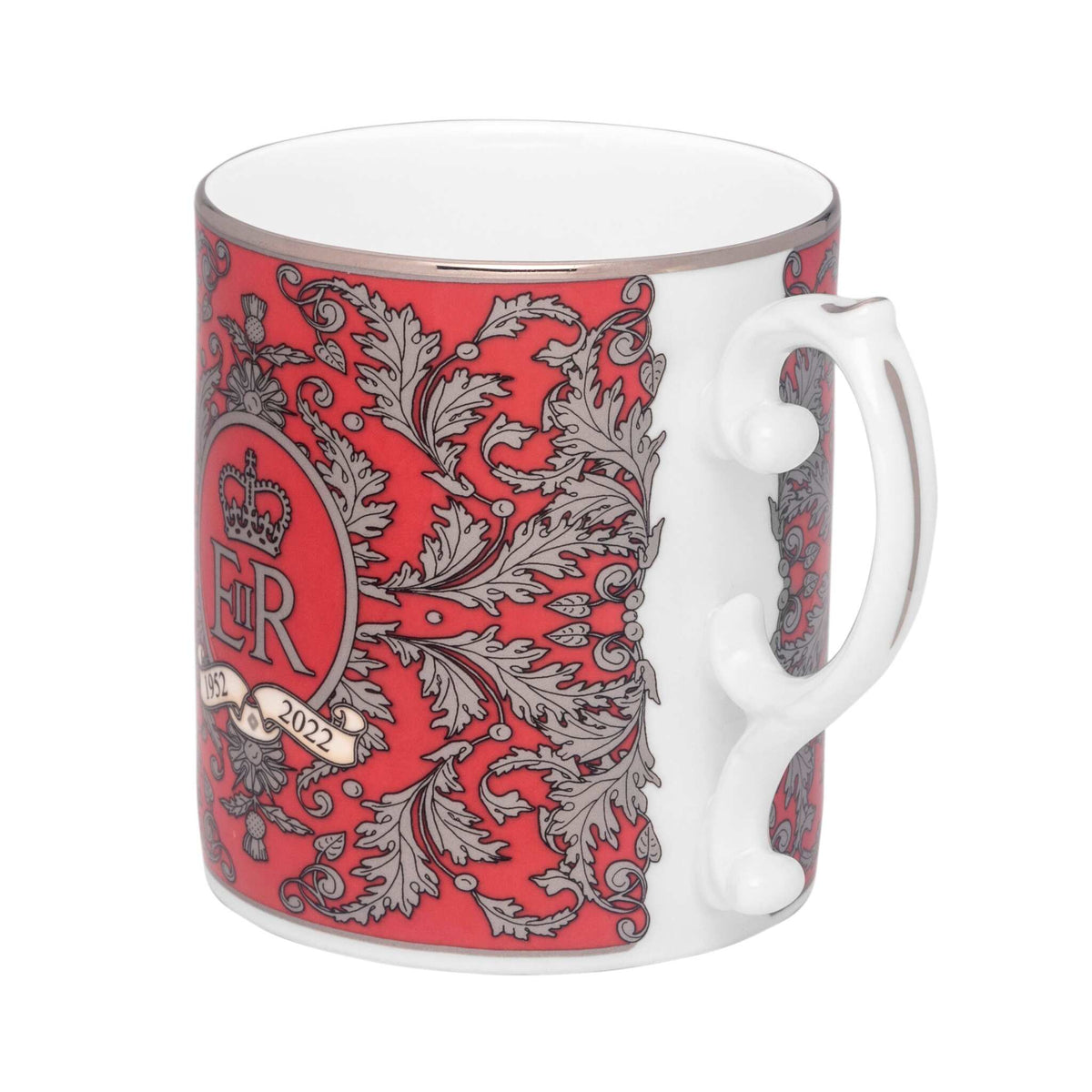 Halcyon Days Platinum Jubilee Red Mug, alternate view