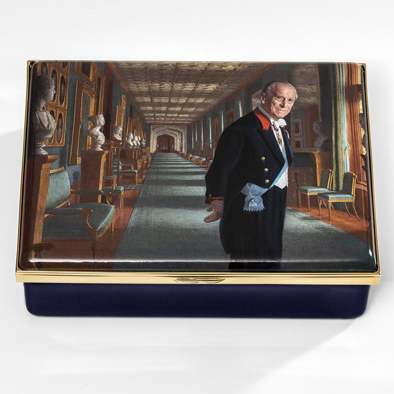 Halcyon Days Portrait of HRH the Duke of Edinburgh Enamel Box By Ralph Heimans