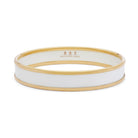 Halcyon Days Preppy Push-On Enamel Bangle in Cream & Gold Women's Fine Bangle Bracelet — Medium