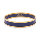 Halcyon Days Preppy Push-On Enamel Bangle in Navy & Gold Women's Fine Bangle Bracelet — Small