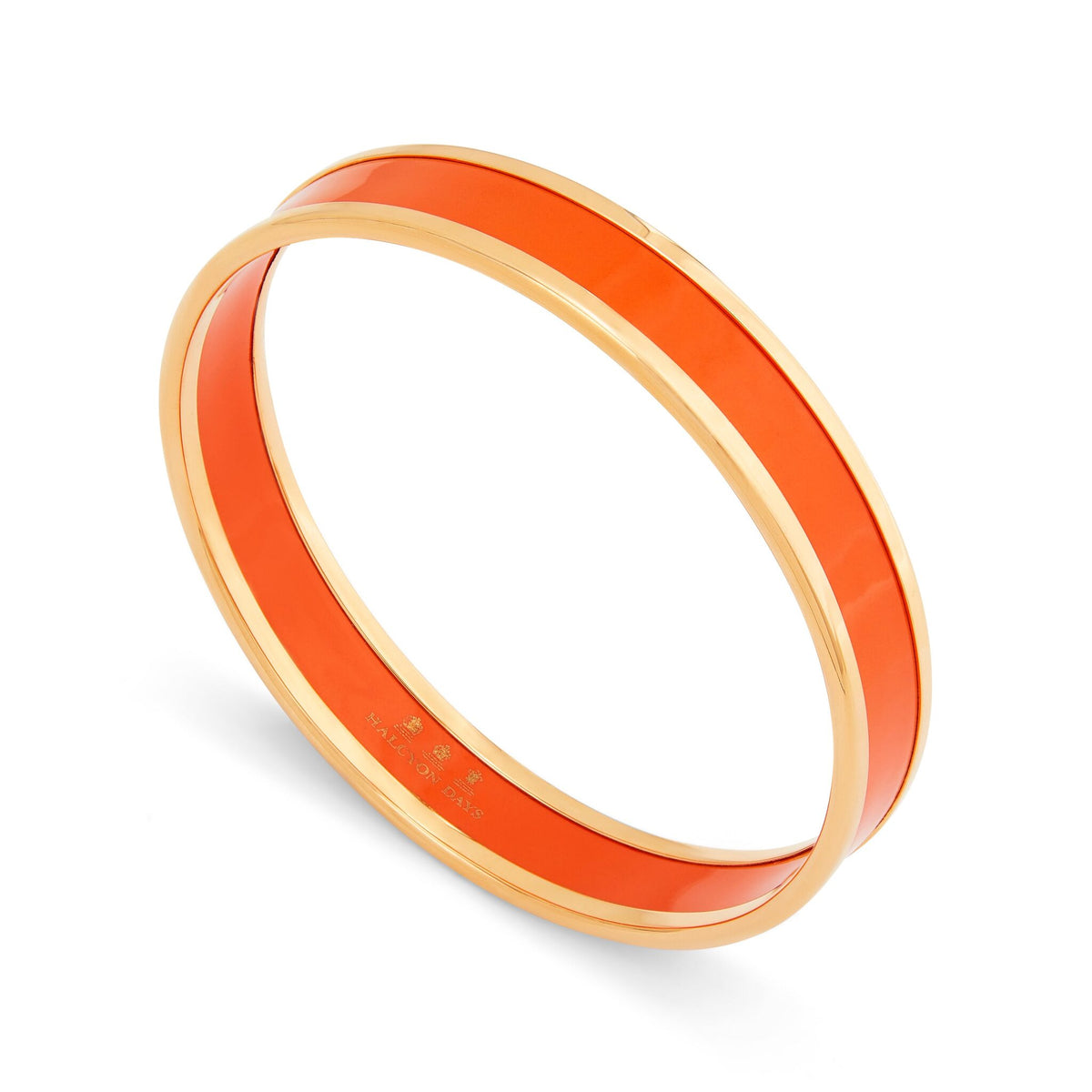 Halcyon Days Preppy Push-On Enamel Bangle in Orange & Gold, alternate view