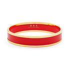 Halcyon Days Preppy Push-On Enamel Bangle in Red & Gold Women's Fine Bangle Bracelet — Medium