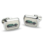 Halcyon Days Racing Car Rectangular Cufflinks Palladium