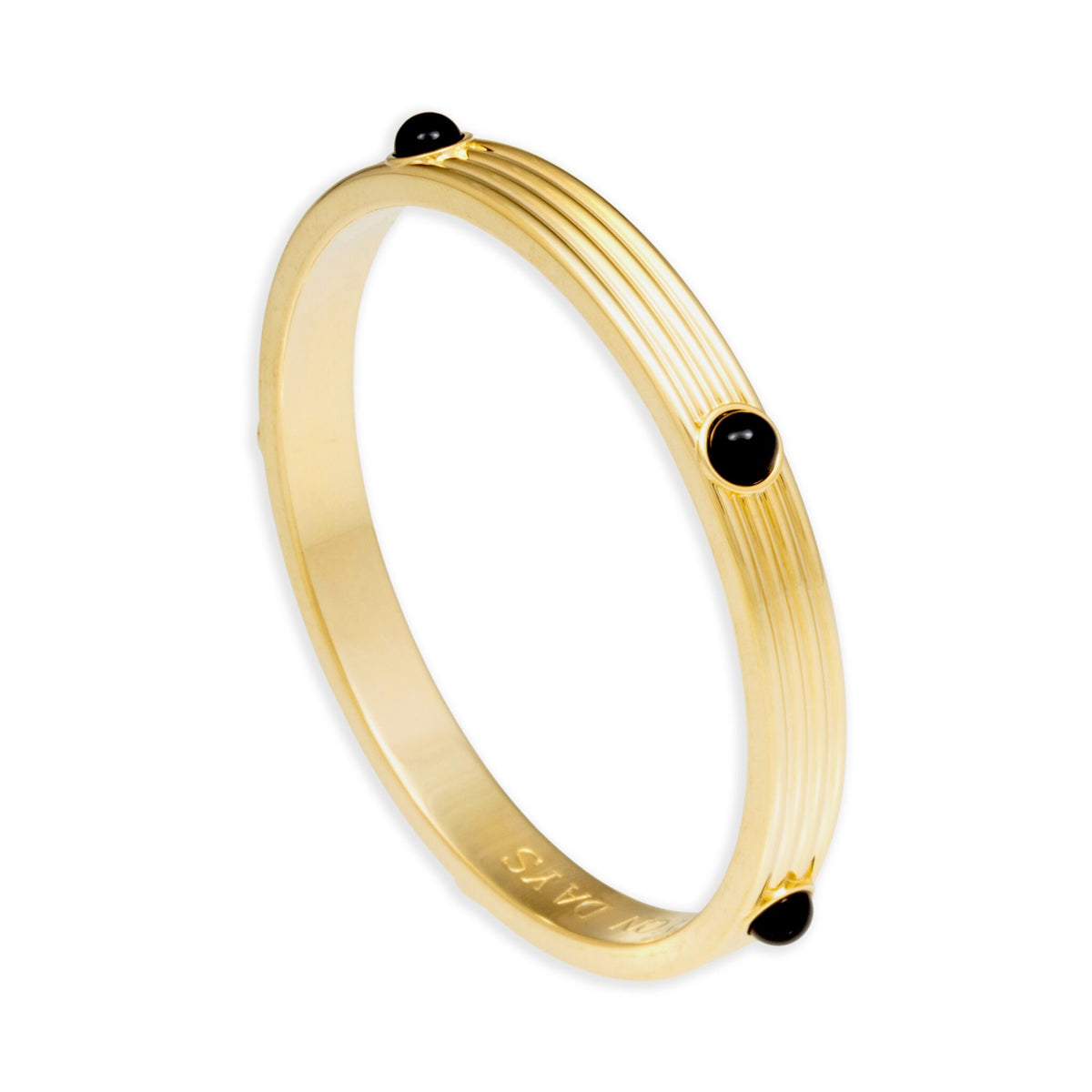 Halcyon Days Ribbed Cabochon Push-on Bangle in Black Women's Fine Bangle Bracelet, alternate view