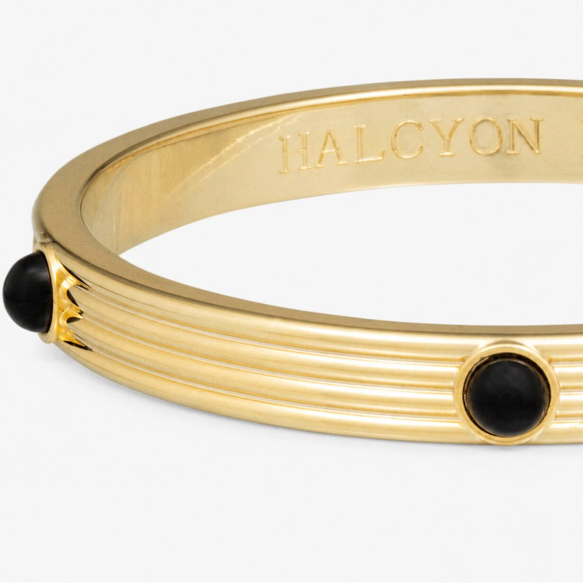 Halcyon Days Ribbed Cabochon Push-on Bangle in Black Women's Fine Bangle Bracelet, alternate view