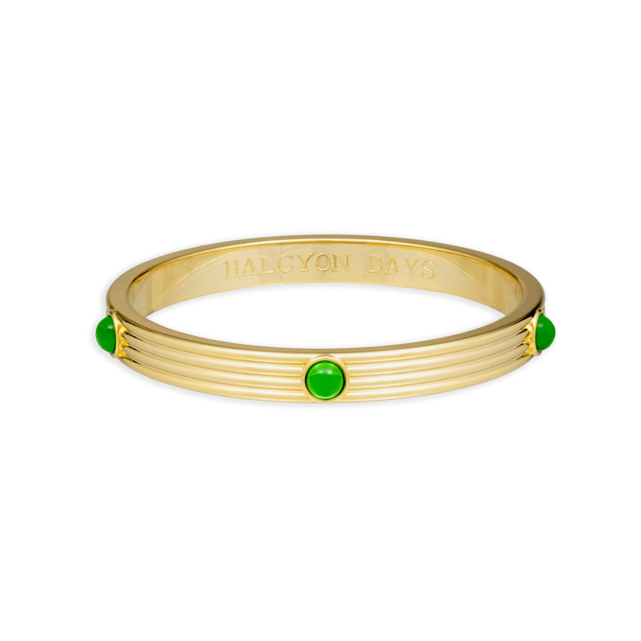 Halcyon Days Ribbed Cabochon Push-on Bangle in Emerald Women's Fine Bangle Bracelet