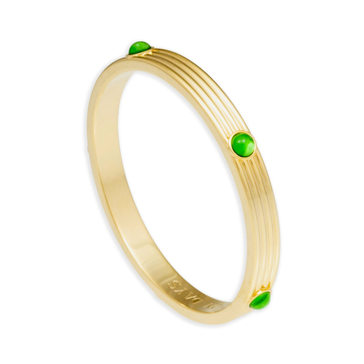 Halcyon Days Ribbed Cabochon Push-on Bangle in Emerald Women's Fine Bangle Bracelet, alternate view