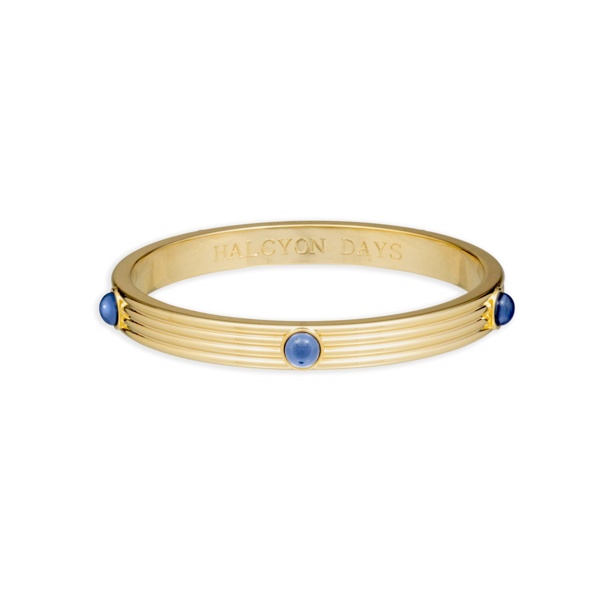 Halcyon Days Ribbed Cabochon Push-on Bangle in Forget-Me-Not Blue Women's Fine Bangle Bracelet
