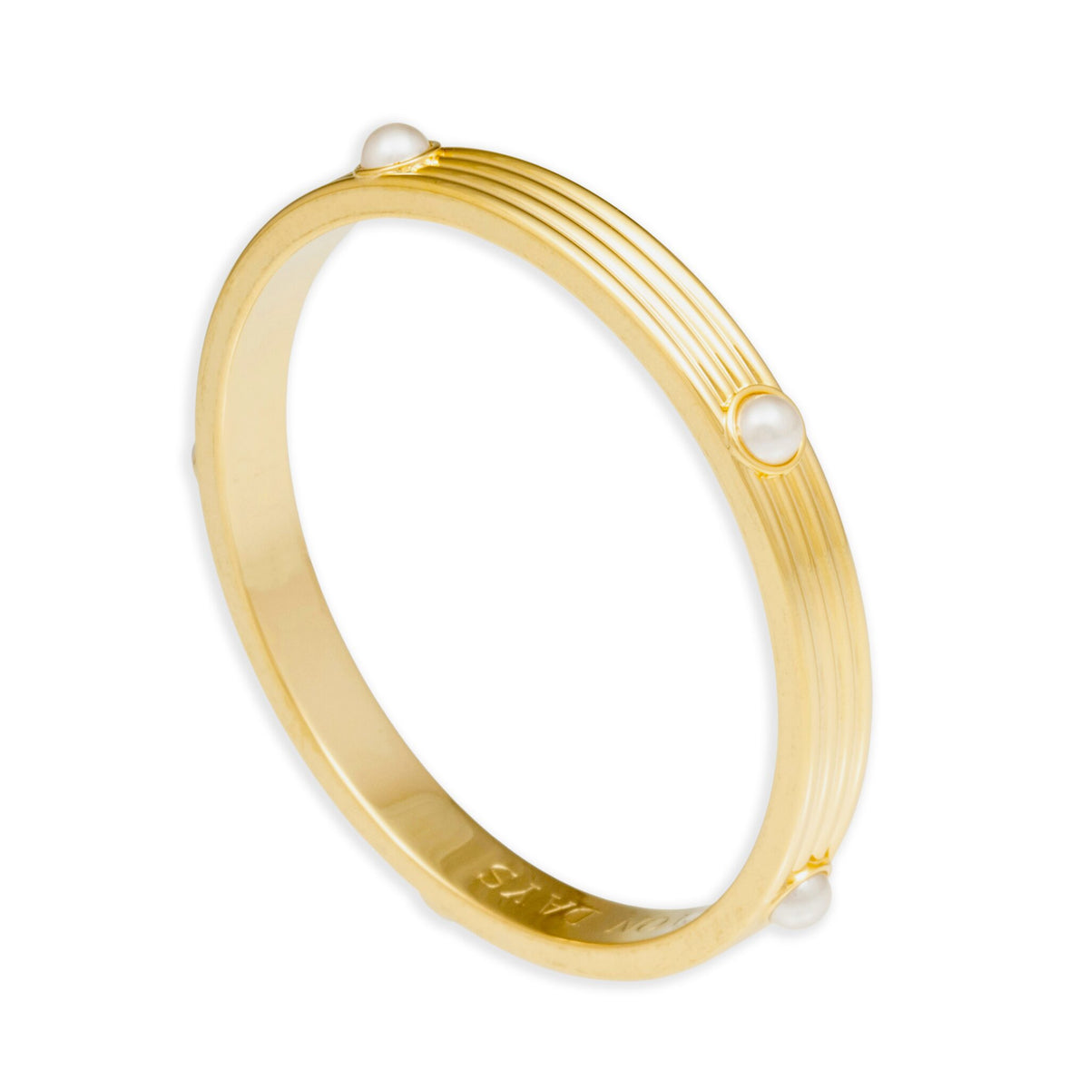 Halcyon Days Ribbed Cabochon Push-on Bangle in Pearl Women's Fine Bangle Bracelet, alternate view