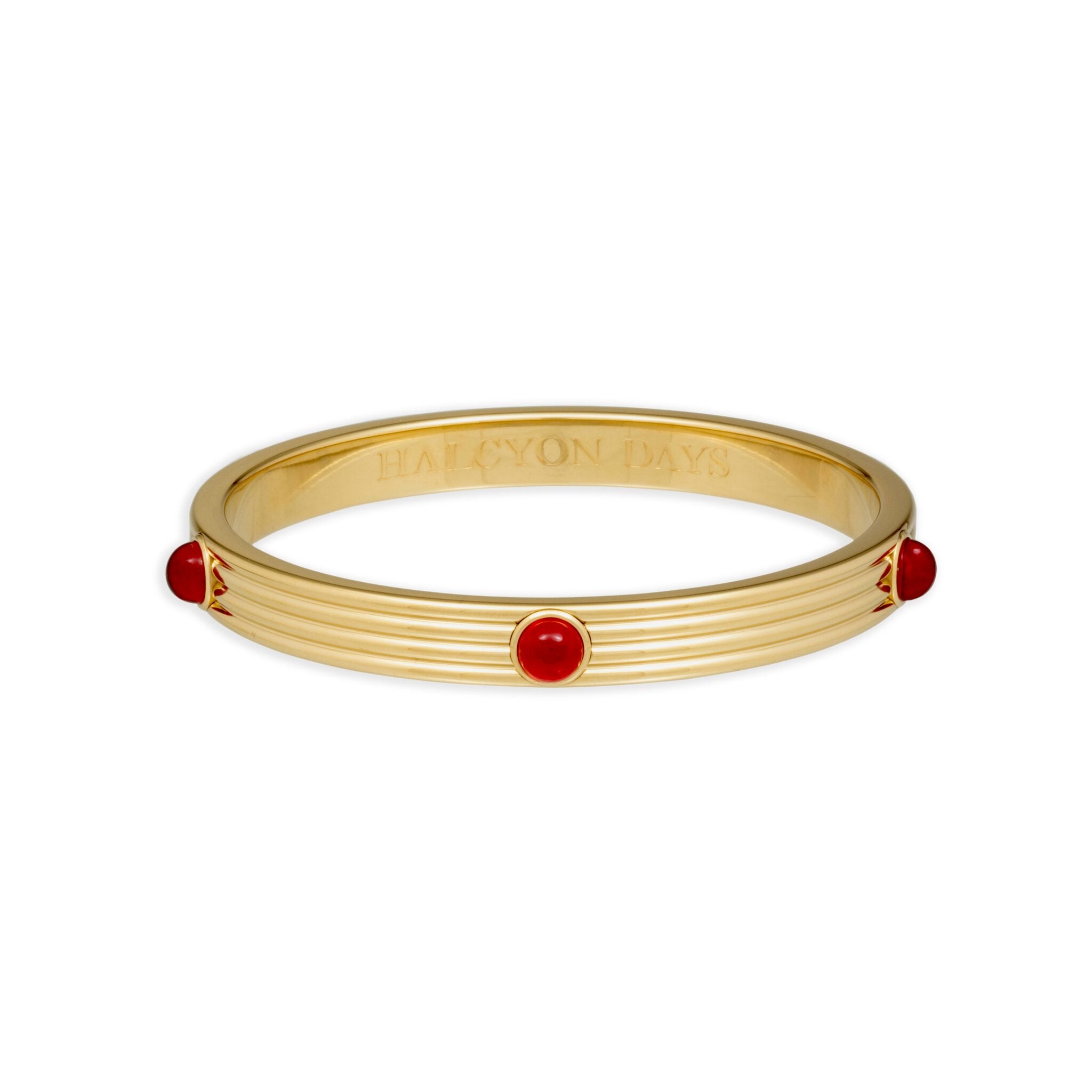 Halcyon Days Ribbed Cabochon Push-on Bangle in Ruby Women's Fine Bangle Bracelet