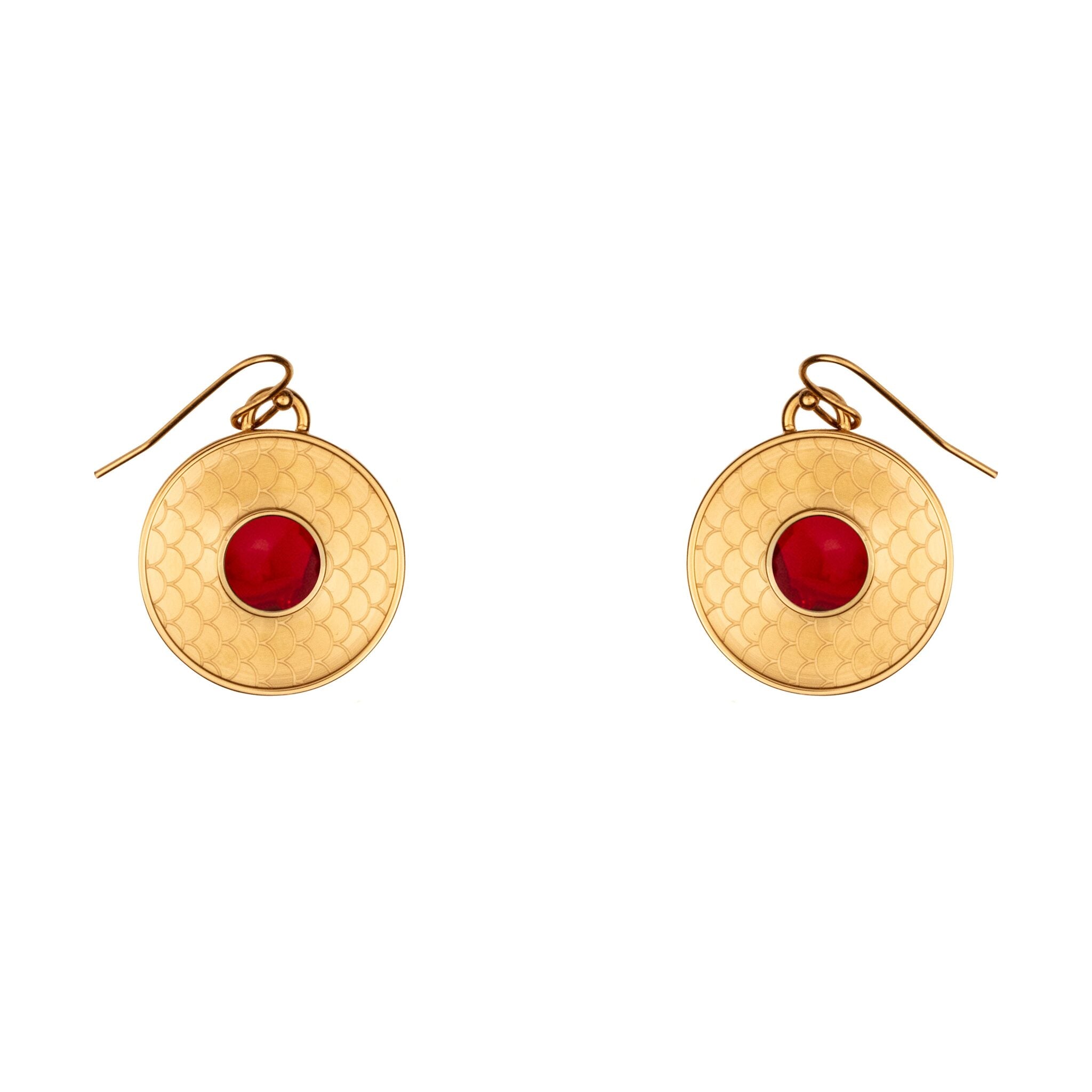 Halcyon Days Salamander Cabochon Earrings in Ruby & Gold