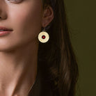 Halcyon Days Salamander Cabochon Earrings in Ruby & Gold, alternate view