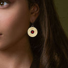 Halcyon Days Salamander Cabochon Earrings in Ruby & Gold, alternate view