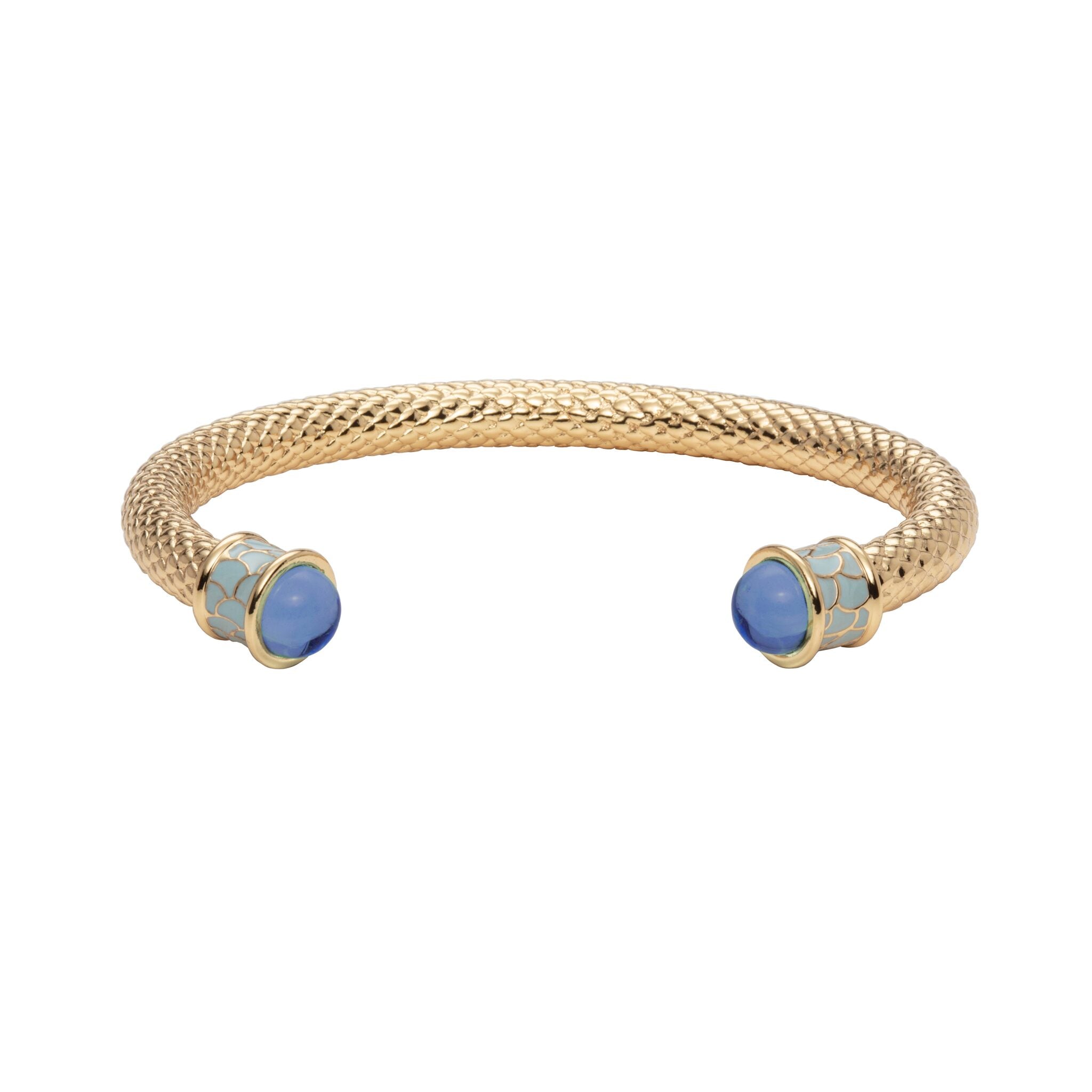 Halcyon Days Salamander Torque Forget-Me-Not Blue & Gold Bangle Women's Fine Bangle Bracelet
