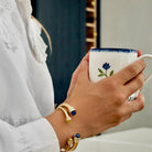 Halcyon Days Salamander Torque Forget-Me-Not Blue & Gold Bangle, alternate view