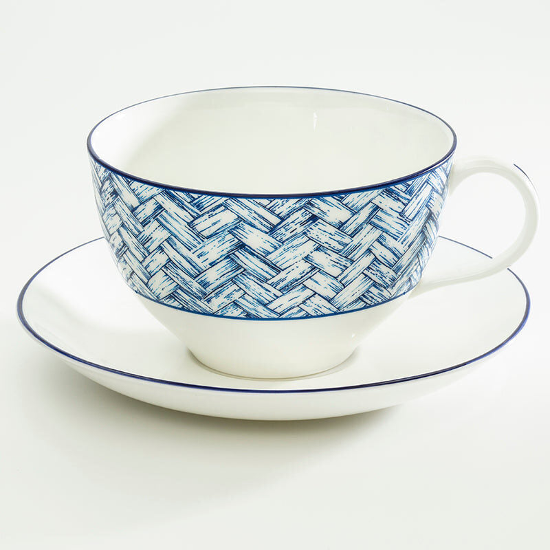 Halcyon Days Serengeti Basket Weave Breakfast Cup & Saucer Tea Set