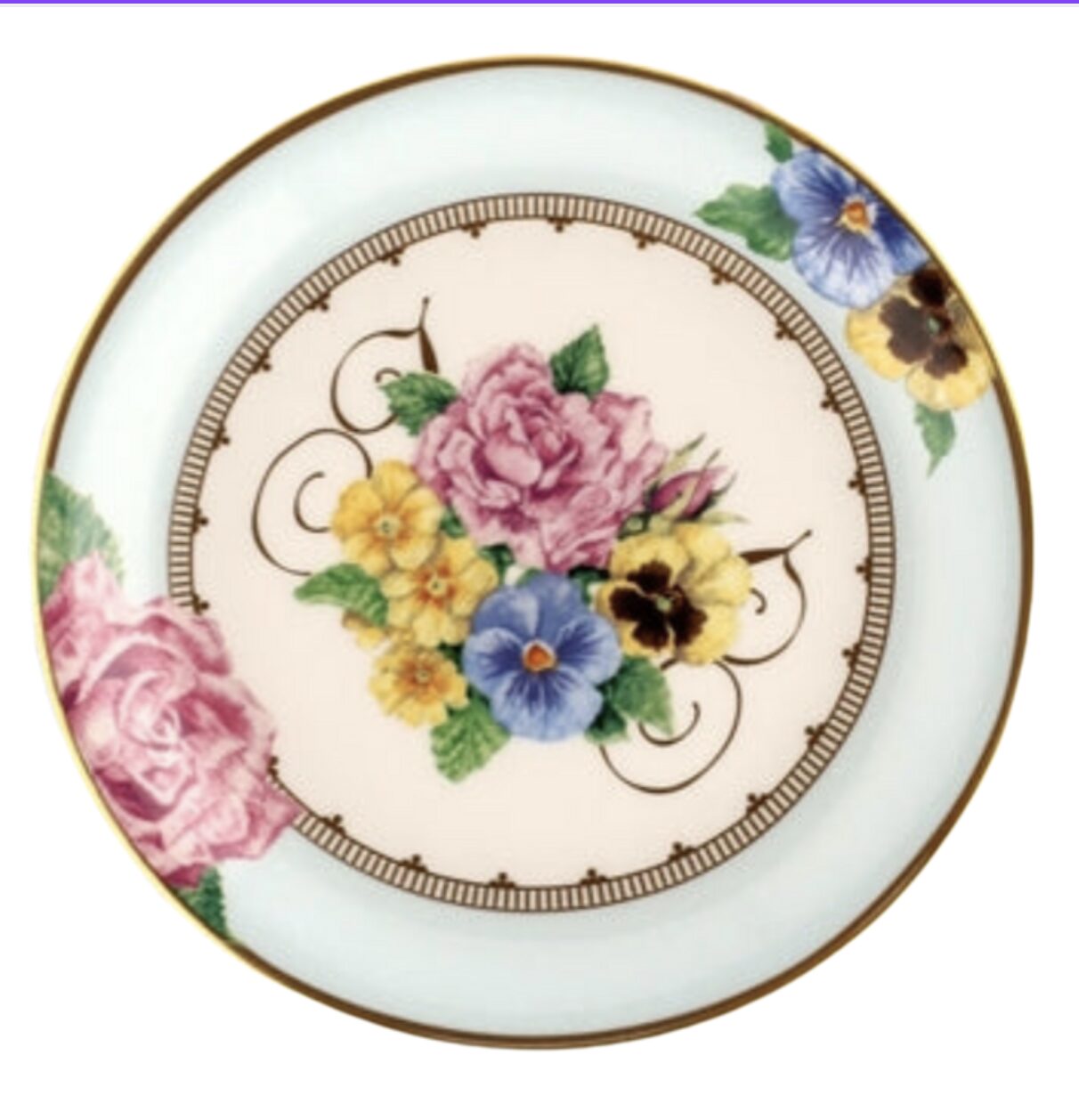 Halcyon Days Shell Garden Floral Blue Coaster